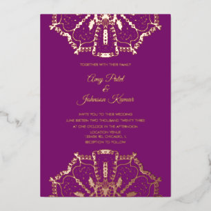 Invitation En Aluminium Mariage indien hindou Mandala à gaufrage