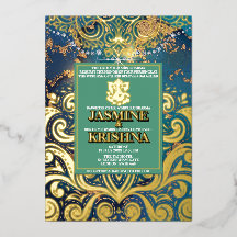 Mariage indien LuxGlitter Blue Gold Hindu Ganesha