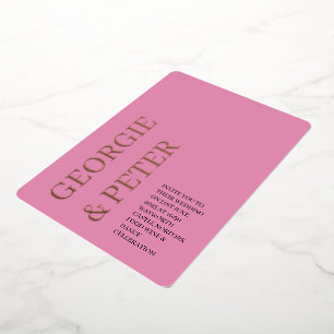 Invitation En Aluminium Mariage Inviter Véritable Foil Texte Arrière - pla