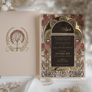 Invitation En Aluminium Mariage islamique Art nouveau Blush Sage