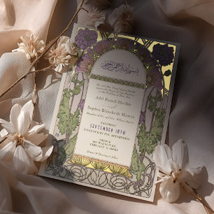 Invitation En Aluminium Mariage islamique de lavande arabe Art Nouveau