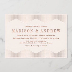 Invitation En Aluminium Mariage ivoire et Rose or pointillé