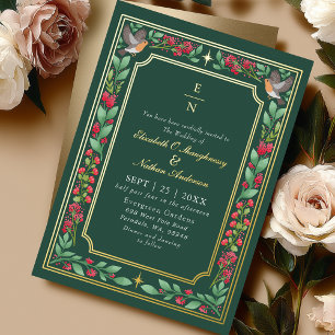 Invitation En Aluminium Mariage Jardin Floral Botanique Enchanté Vert