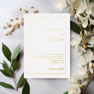 Invitation En Aluminium Mariage luxe minimaliste moderne en or blanc