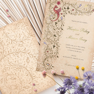 Invitation En Aluminium Mariage médiéval doré à motif de parchemin vintage