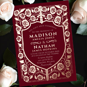 Invitation En Aluminium Mariage médiéval Red Sword Shield