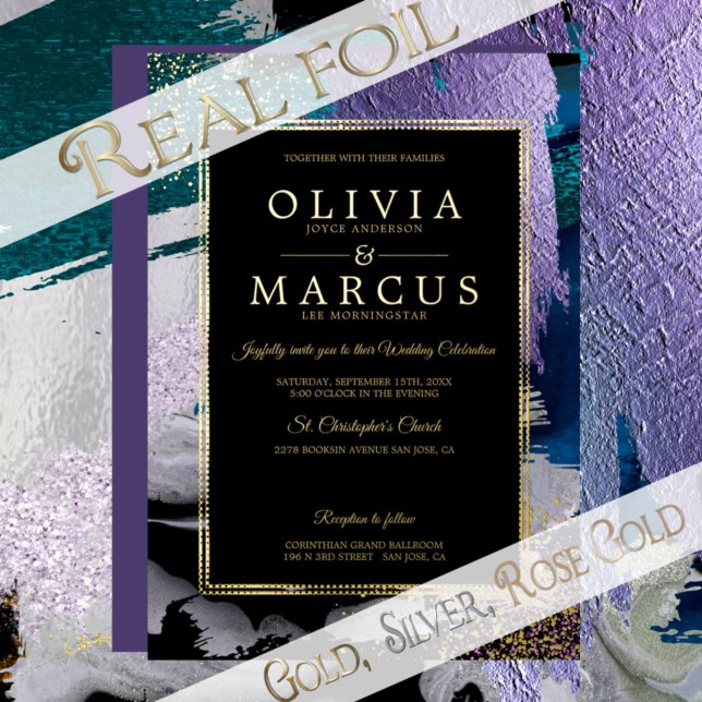 Invitation En Aluminium Mariage | Métallurgique Peacock Turquoise Brosses (Créateur téléchargé)