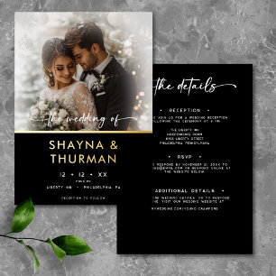 Invitation En Aluminium Mariage minimal photo noir blanc moderne