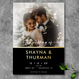 Invitation En Aluminium Mariage minimal photo noir blanc moderne