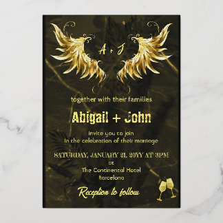 Invitation En Aluminium Mariage minimaliste à feuilles séchées de l'aile d