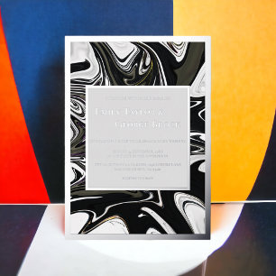 Invitation En Aluminium Mariage minimaliste Abstrait noir et blanc moderne