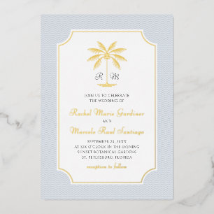 Invitation En Aluminium Mariage minimaliste chic avec palmier côtier