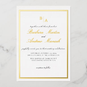 Invitation En Aluminium Mariage minimaliste de script Gold Elegant