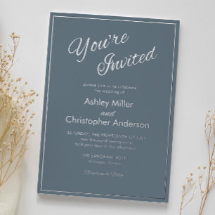 Invitation En Aluminium Mariage minimaliste en gris ardoise de script