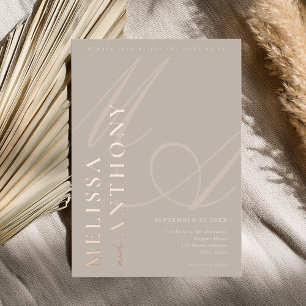 Invitation En Aluminium Mariage minimaliste moderne Taupe Rose or élégant