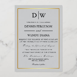 Invitation En Aluminium Mariage Minimaliste Monogramme de Bordure