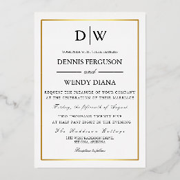 Invitation En Aluminium Mariage Minimaliste Monogramme de Bordure
