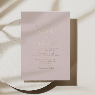 Invitation En Aluminium Mariage Moderne avec Dorure Rose et Blush