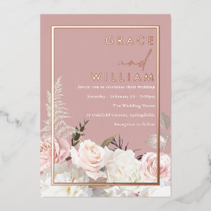 Invitation En Aluminium Mariage Moderne Botanique Rose Or
