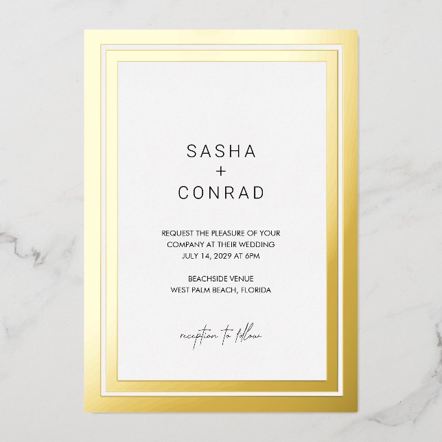 Invitation En Aluminium Mariage moderne de bordure en gras (Recto)
