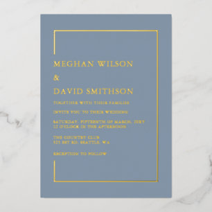 Invitation En Aluminium Mariage Moderne Élégant Bleu Poussiéreux 