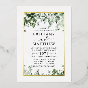 Invitation En Aluminium Mariage Moderne Élégant Ivy Sage Vert Or