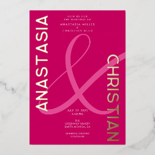 Invitation En Aluminium Mariage Moderne et Audacieux Magenta