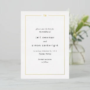 Invitation En Aluminium Mariage Moderne Intemporel Enregistrer la Date