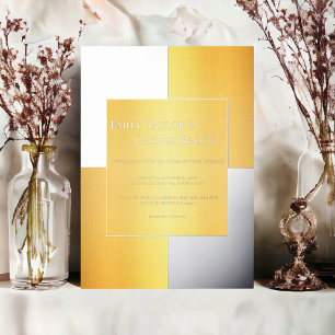 Invitation En Aluminium Mariage Moderne Luxueux Chic Argent Et Or