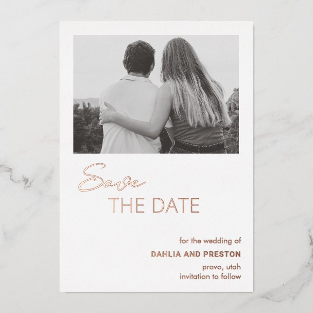 Invitation En Aluminium Mariage moderne minimal Enregistrer la date (Recto)