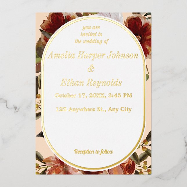 Invitation En Aluminium Mariage Moderne Neutre Floral Rustique (Recto)
