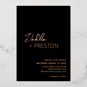 Invitation En Aluminium Mariage moderne noir minimal