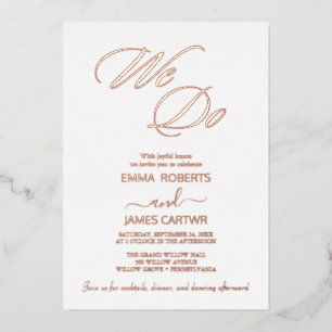 Invitation En Aluminium Mariage Moderne "Nous Nous Unissons" avec Écriture