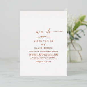 Invitation En Aluminium Mariage moderne rose gold écriture manuscrite