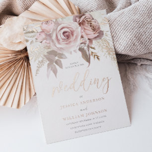 Invitation En Aluminium Mariage Moderne Tendance Rose Doré Divine