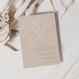 Invitation En Aluminium Mariage Monogramme de script en or rose Sable