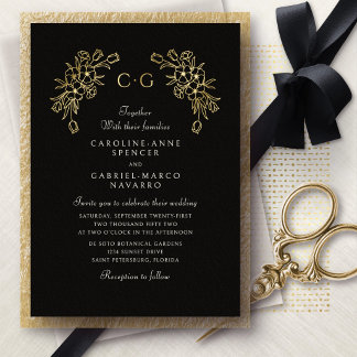 Invitation En Aluminium Mariage Monogramme Tulipes Florales