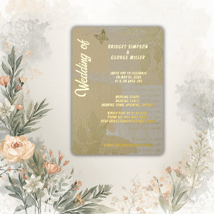 Invitation En Aluminium Mariage monogramme vintage boho chic verdure or