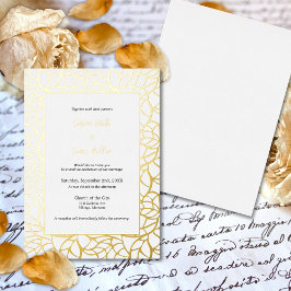 Invitation En Aluminium Mariage Motif blanc et or brillant