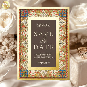 Invitation En Aluminium Mariage musulman brun persan or à conserver pour l