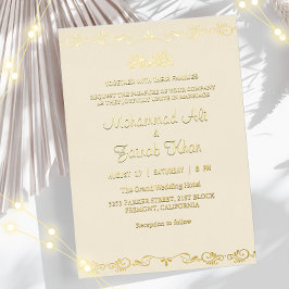 Invitation En Aluminium Mariage musulman islamique crème et or élégant