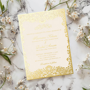 Invitation En Aluminium Mariage Musulman Motif Floral Ivoire Sarcelle Bleu