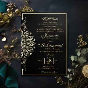 Invitation En Aluminium Mariage musulman Nikah Mandala en or de luxe