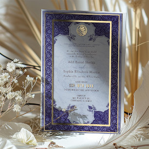 Invitation En Aluminium Mariage musulman traditionnel au lacet violet