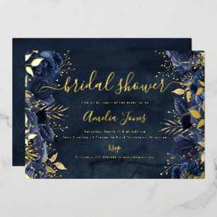 Invitation En Aluminium Mariage Naval Or Fleur Rose Shower de Fiançailles