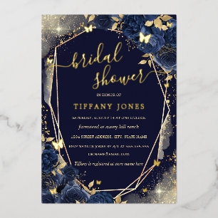 Invitation En Aluminium Mariage naval papillon doré floral