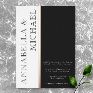 Invitation En Aluminium Mariage Noir Blanc Typographie Moderne