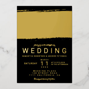 Invitation En Aluminium Mariage noir bracelet or moderne