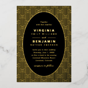 Invitation En Aluminium Mariage noir géométrique