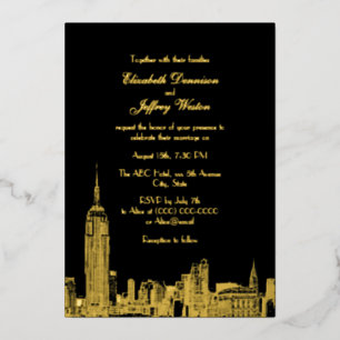 Invitation En Aluminium Mariage NYC Skyline ESB Etch